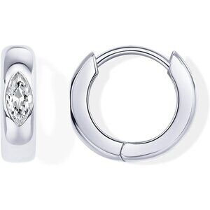 14K Gold Plated 925 Sterling Silver Cubic Zirconia Huggie Earrings | U-Shaped Sn